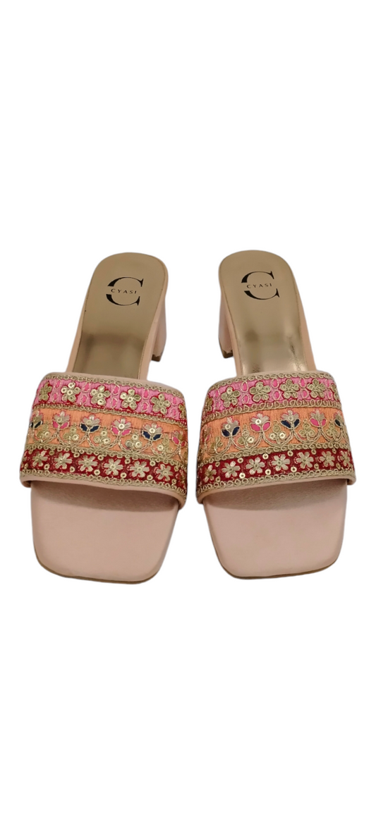 Women Heel Sandal (Rose Gold)